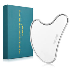 FUANKANG Gua Sha tool with mirror-finish stainless steel for facial massage and circulation.