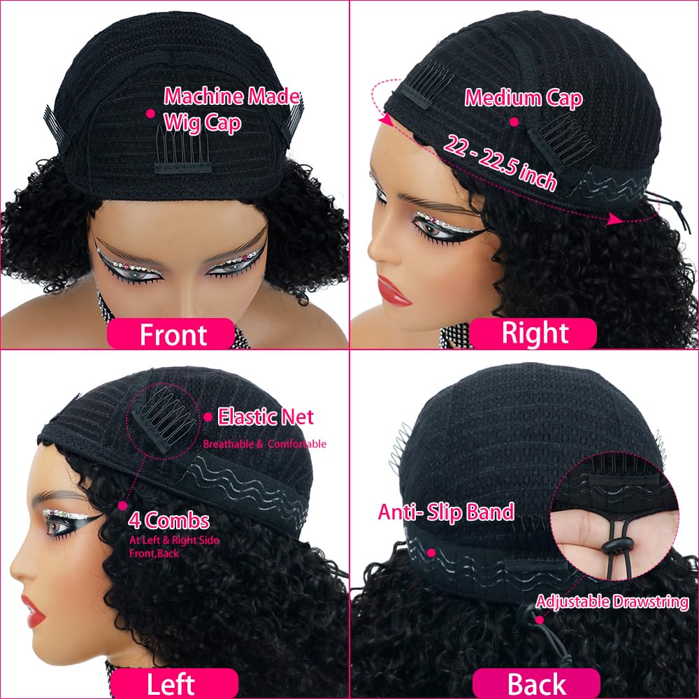 Fuduete 16-inch kinky curly half wig 200-density for natural fullness.