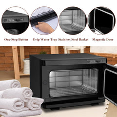 Fuehomue hot towel warmer 8L front view showing compact spa-friendly styling.
