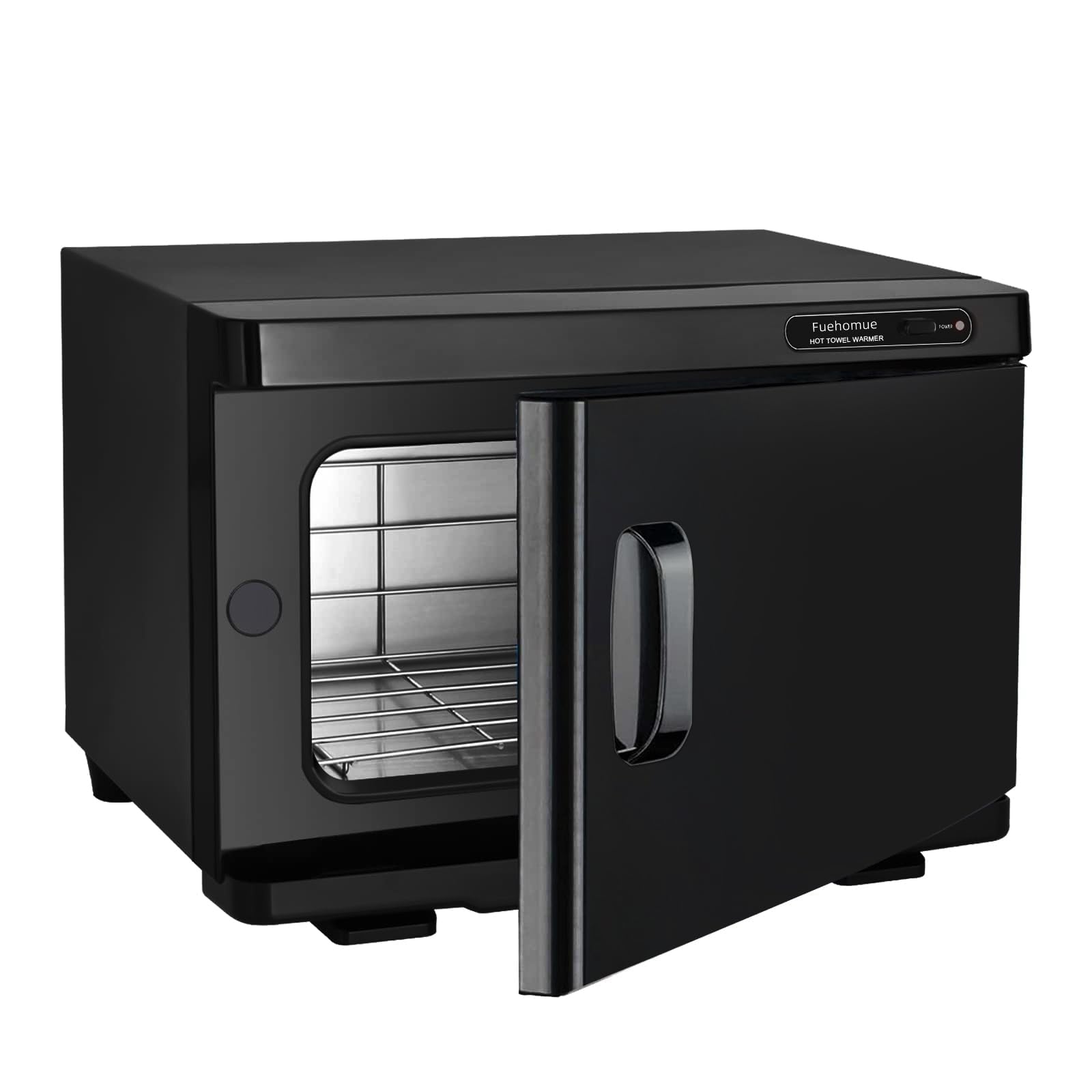 Fuehomue hot towel warmer 8L interior view with smooth aluminum walls for easy cleaning.
