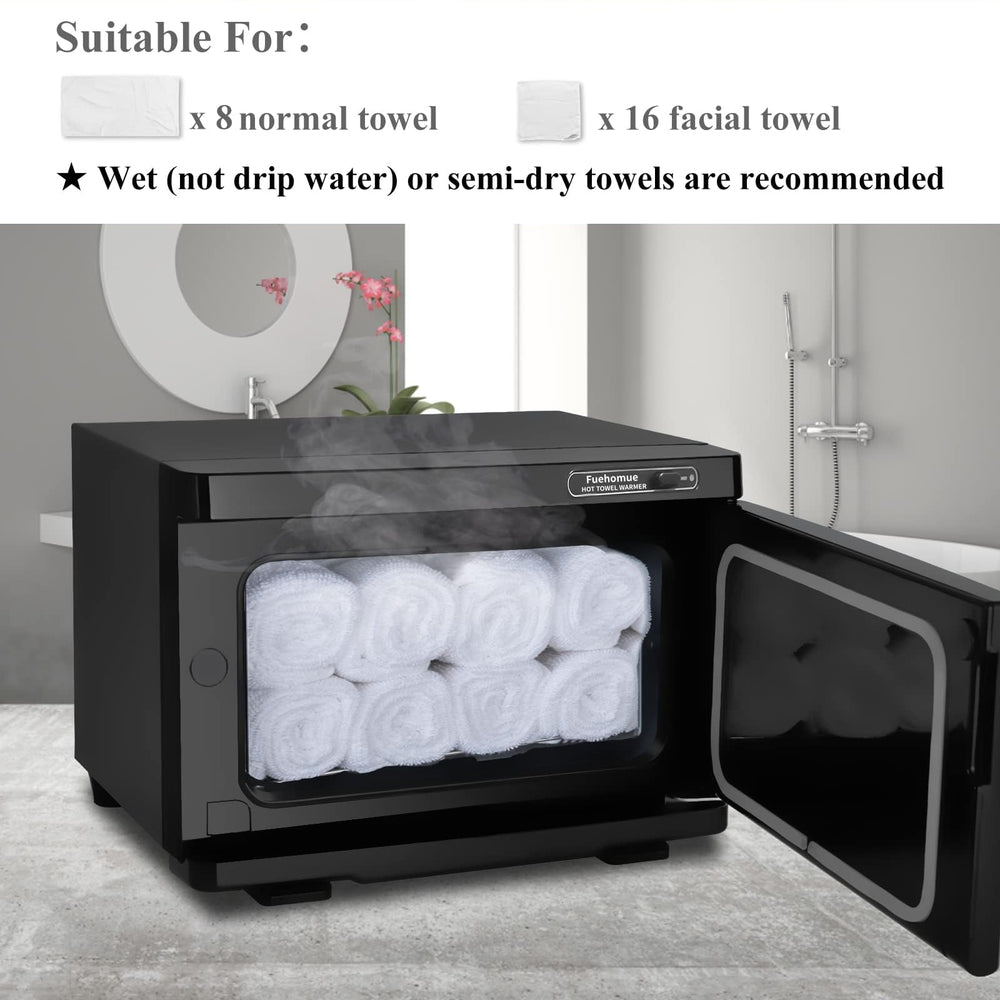 Fuehomue hot towel warmer 8L towels-loaded image highlights ready-to-use towels in warmer.