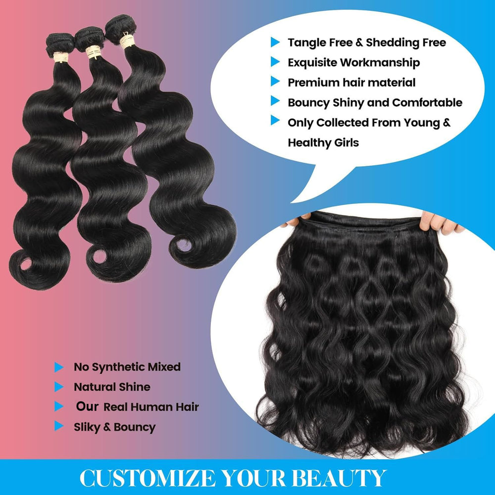 FulfilDRM body wave natural black color bundles swatch for easy color matching