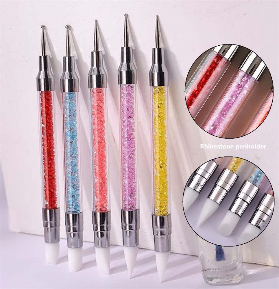 FULINJOY dual-ended nail art pen angel chisel shape silicone brush for smooth edges
