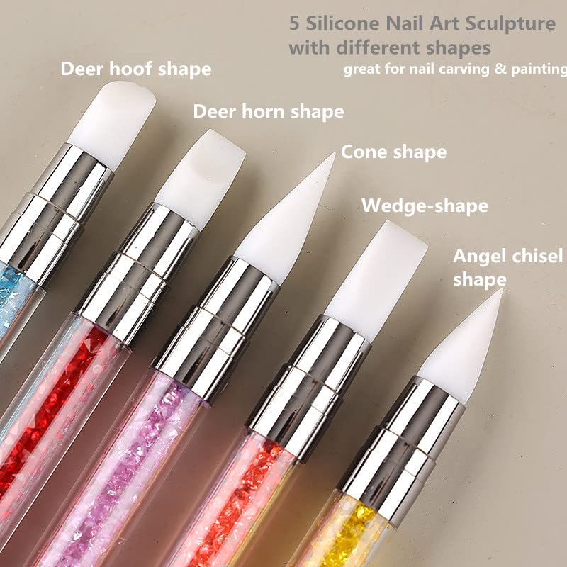 FULINJOY dual-ended nail art pen deer horn shape silicone brush for intricate textures