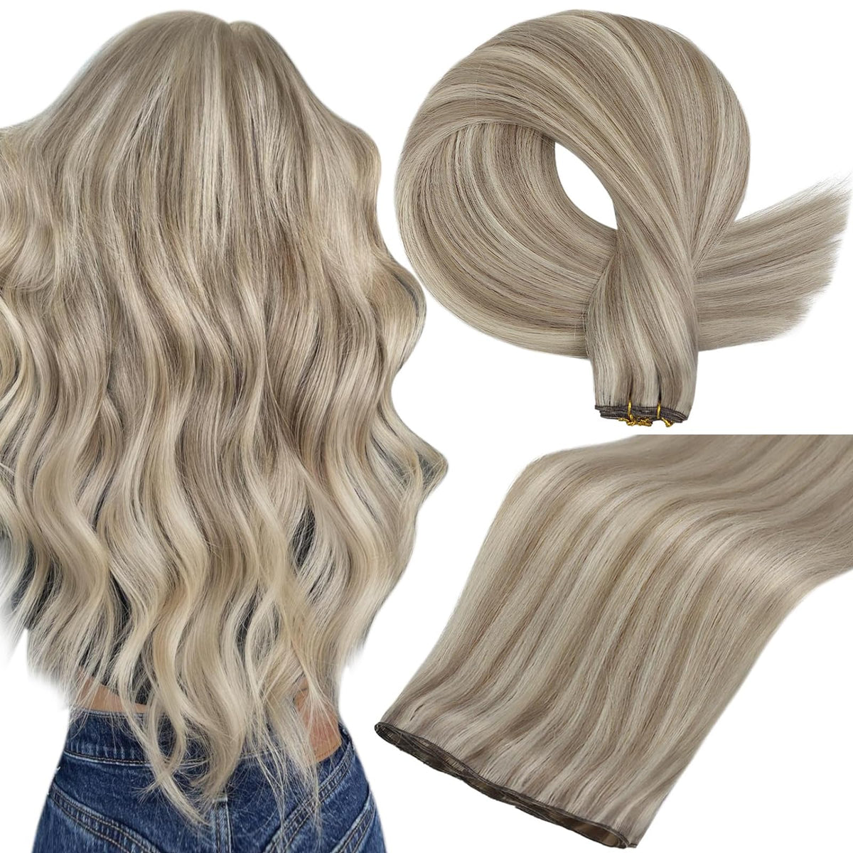 Full Shine 22-inch human hair weft close-up shows natural texture for seamless blending
