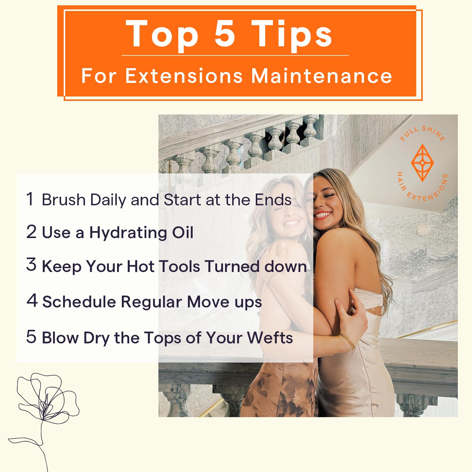 Full Shine care tips for longer-lasting weft extensions and soft, manageable hair.