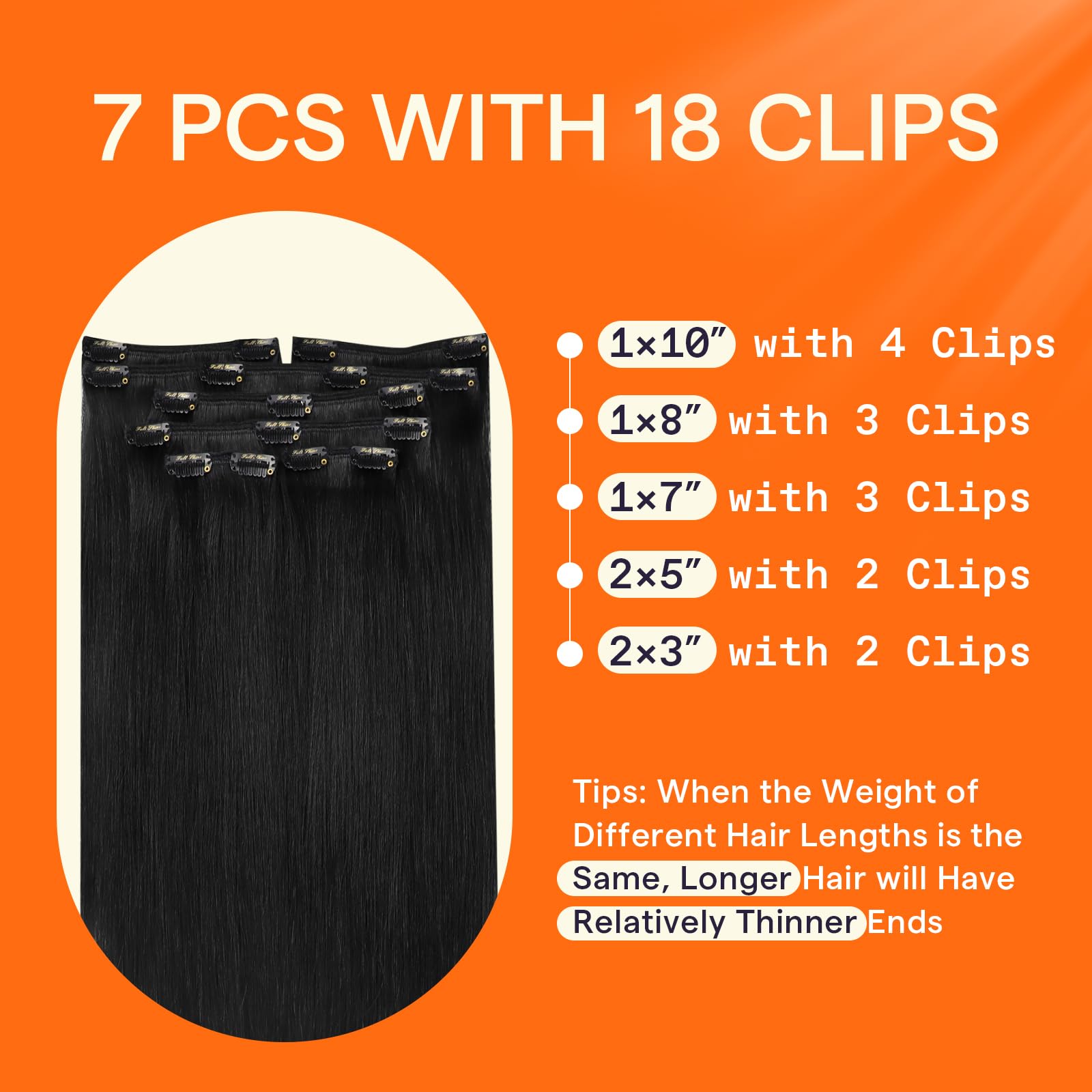 Full Shine clip-in extensions heat-style ready for versatile jet-black looks