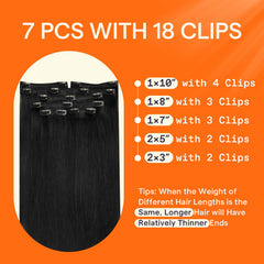 Full Shine clip-in extensions heat-style ready for versatile jet-black looks
