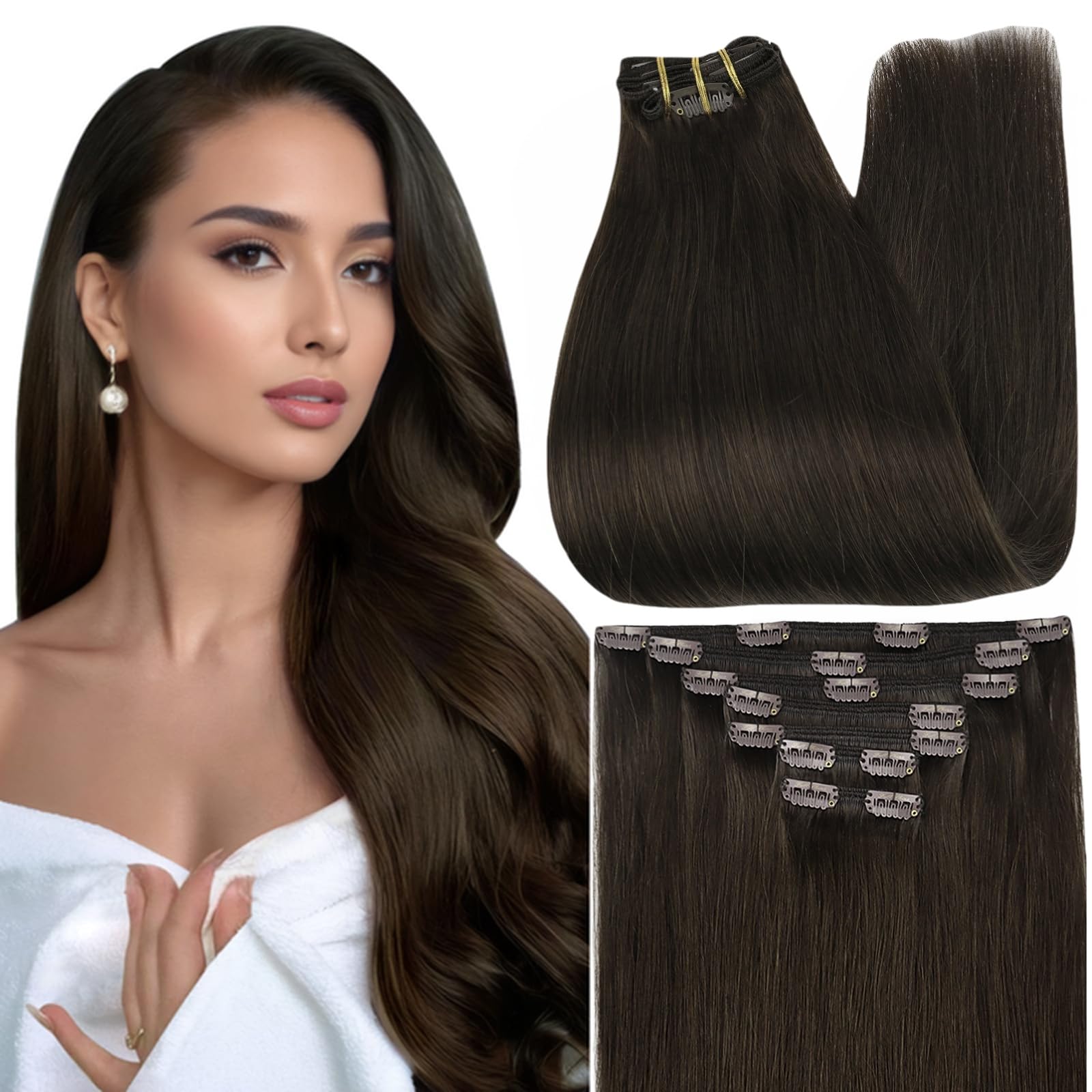 Full Shine clip in extensions full view shows natural length and blend.