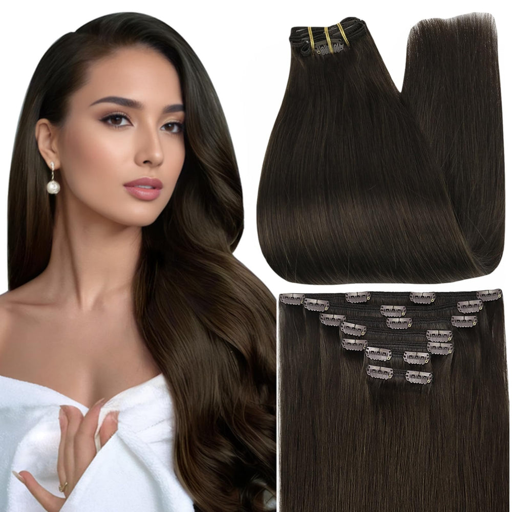 Full Shine clip in extensions full view shows natural length and blend.