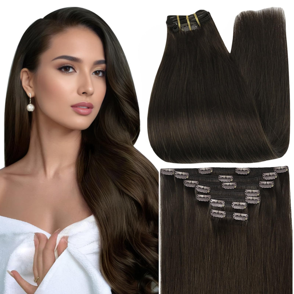 Full Shine clip in extensions full view shows natural length and blend.