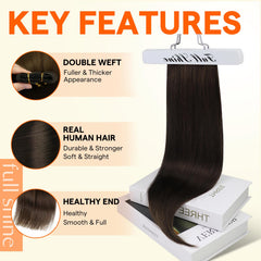 Full Shine double-weft close-up shows soft texture and seamless blend.
