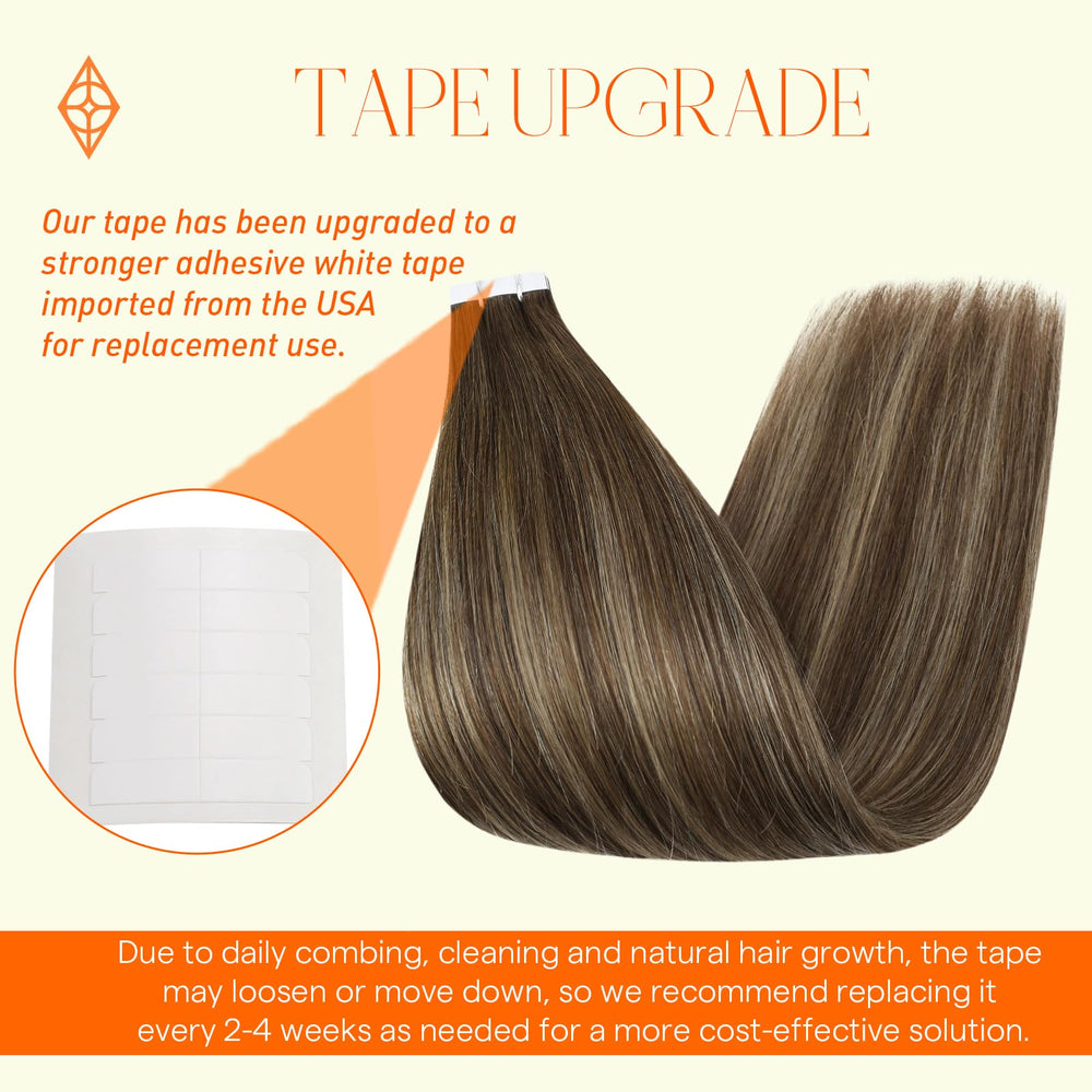 Full Shine 18in seamless application of invisible tape extensions on model