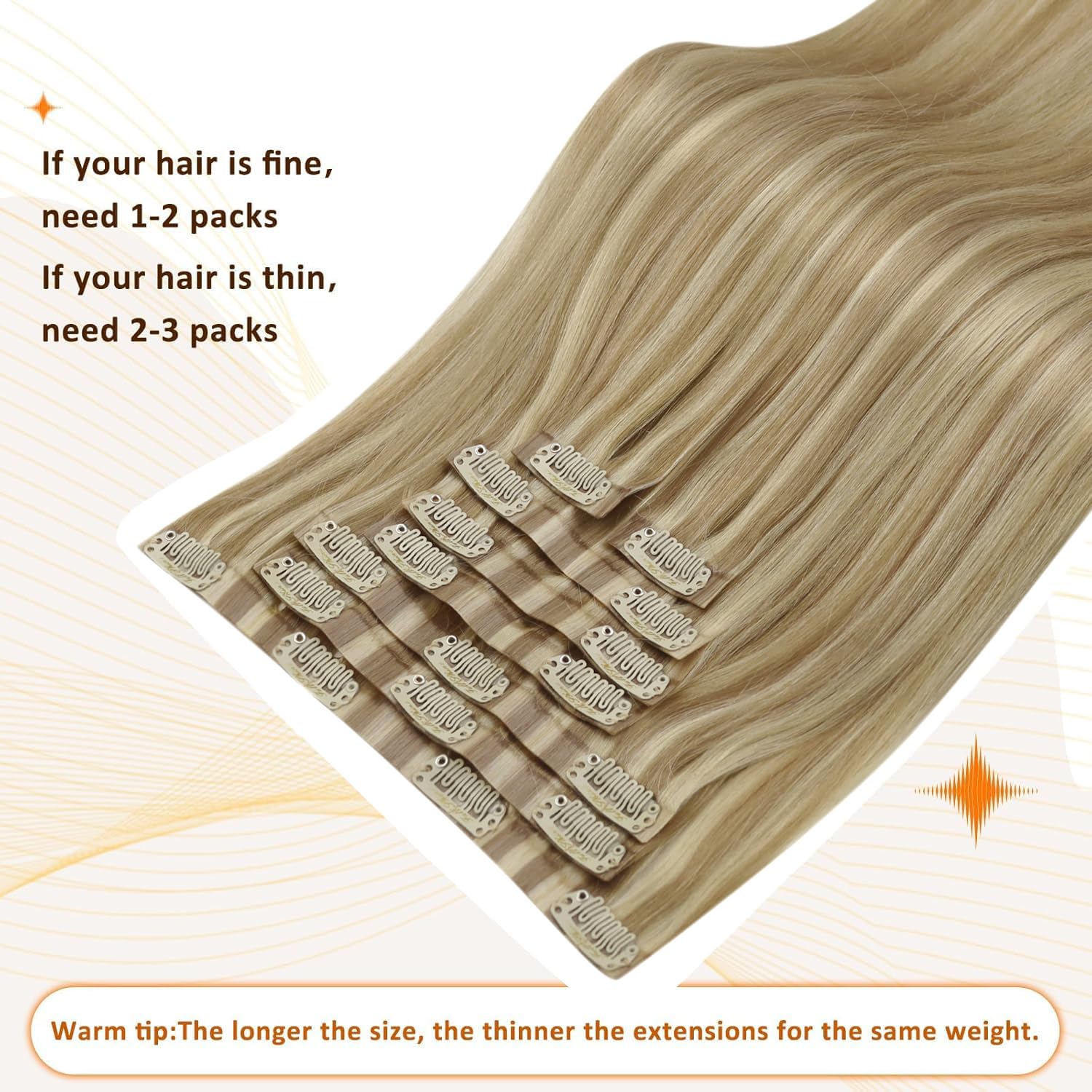 Full Shine lightweight clip-ins offer comfortable all-day wear.