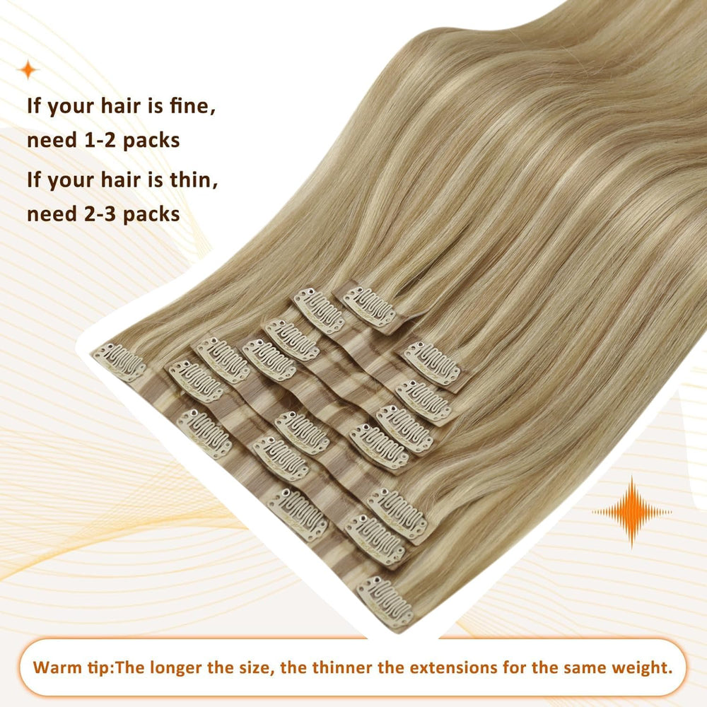 Full Shine lightweight clip-ins offer comfortable all-day wear.