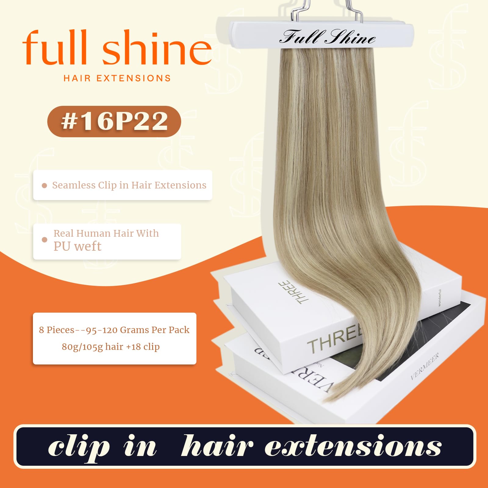 Full Shine real hair extensions show a soft, natural texture for blending.