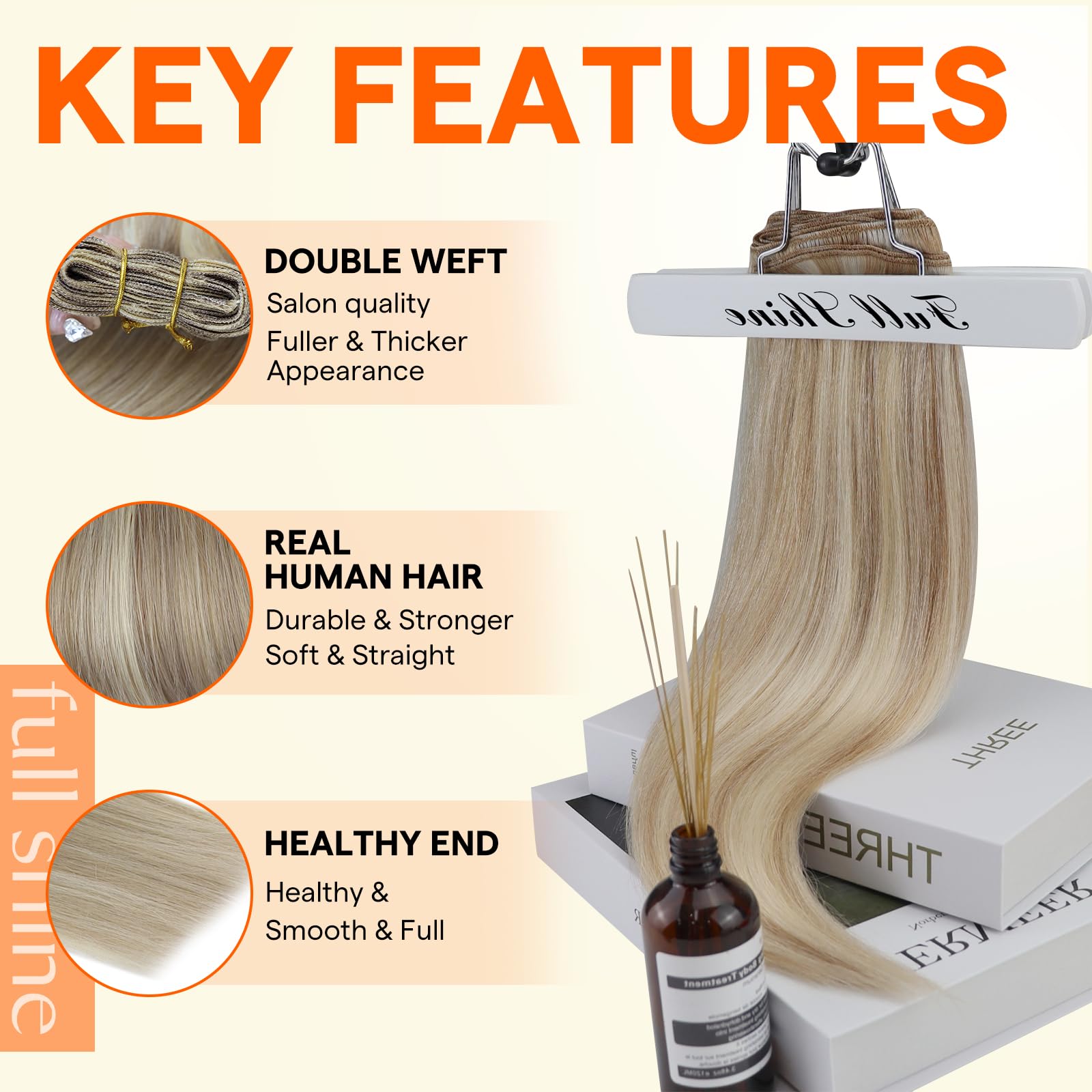Full Shine Remy hair close-up highlights smooth, healthy texture