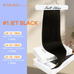 Full Shine Remy hair jet black weft delivering durable, non-tangling strands