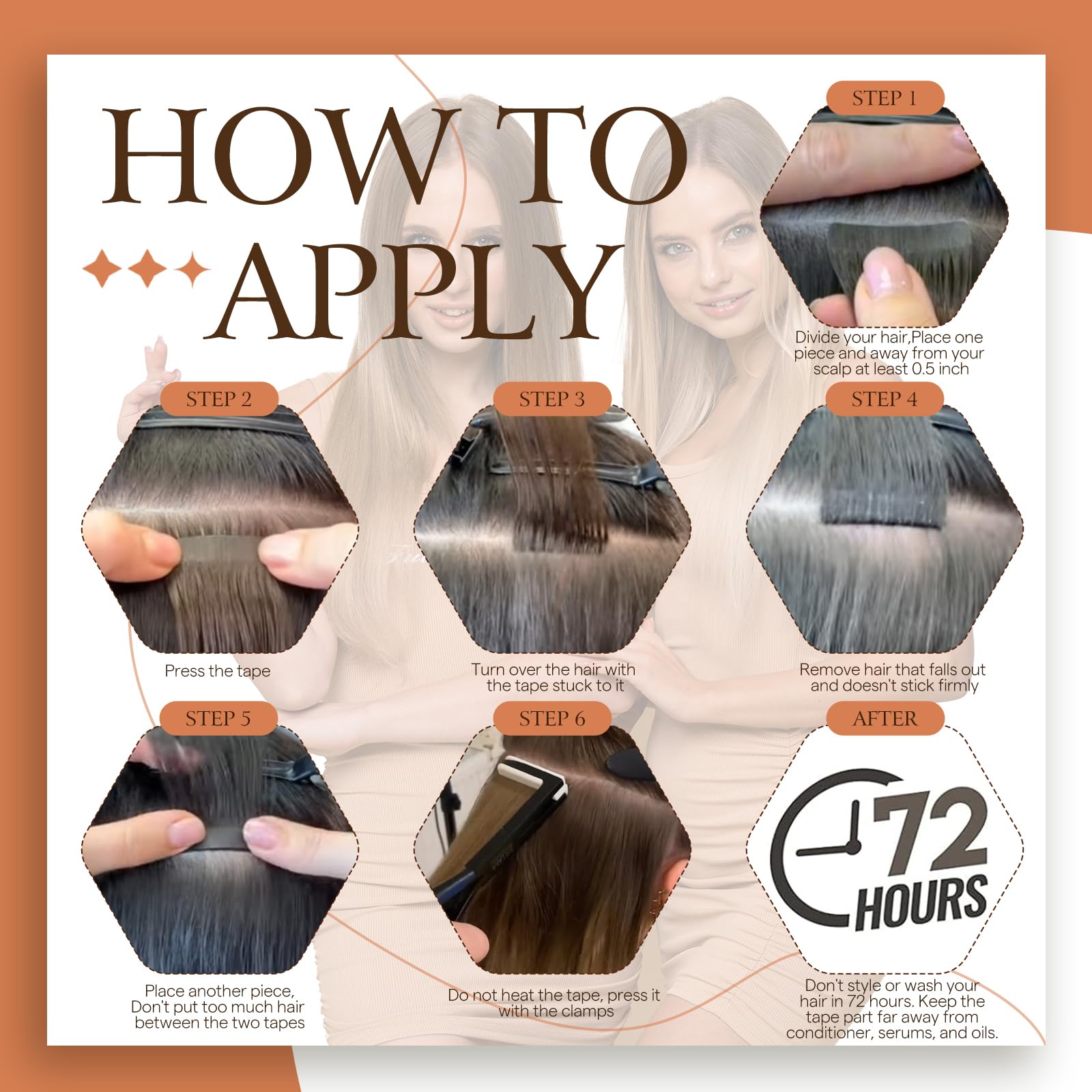 Full Shine adhesive tape detail emphasizes strong, reusable tape for secure wear.