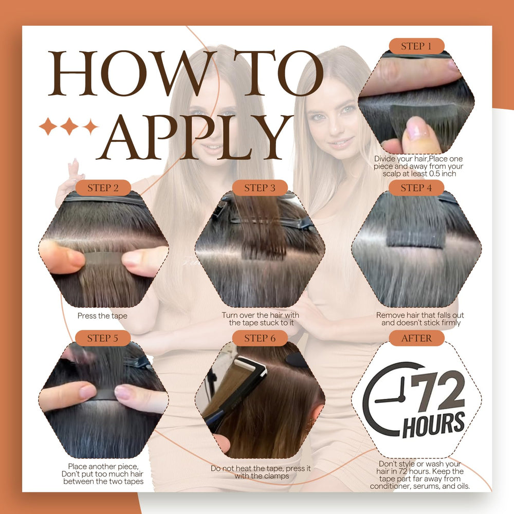 Full Shine adhesive tape detail emphasizes strong, reusable tape for secure wear.
