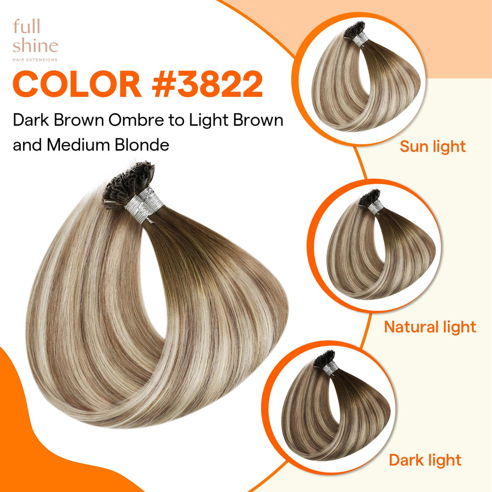 Full Shine U Tip extensions seamless flat-blend illustrate invisible integration with natural hair