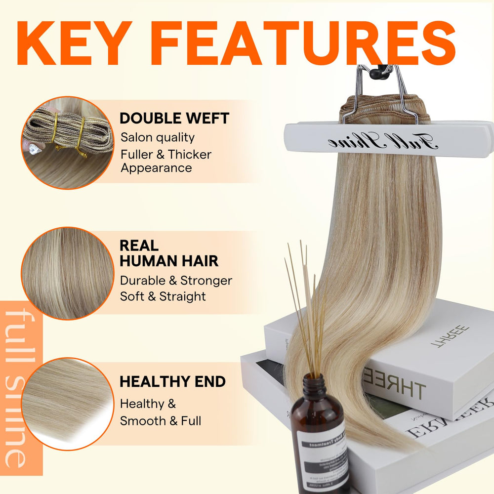 Full Shine ash blonde mix weft for seamless color blending and versatility.