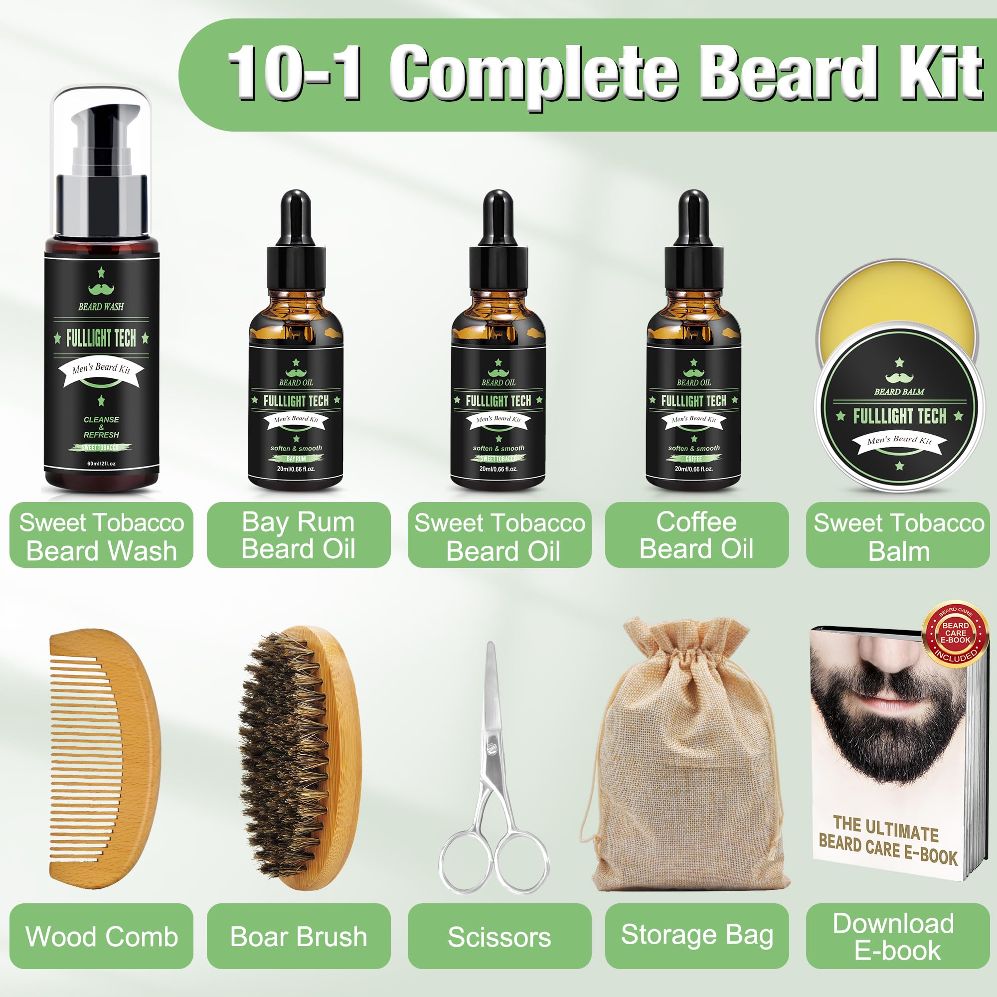 FullLIGHT TECH Beard brush shown for smoothing and detangling