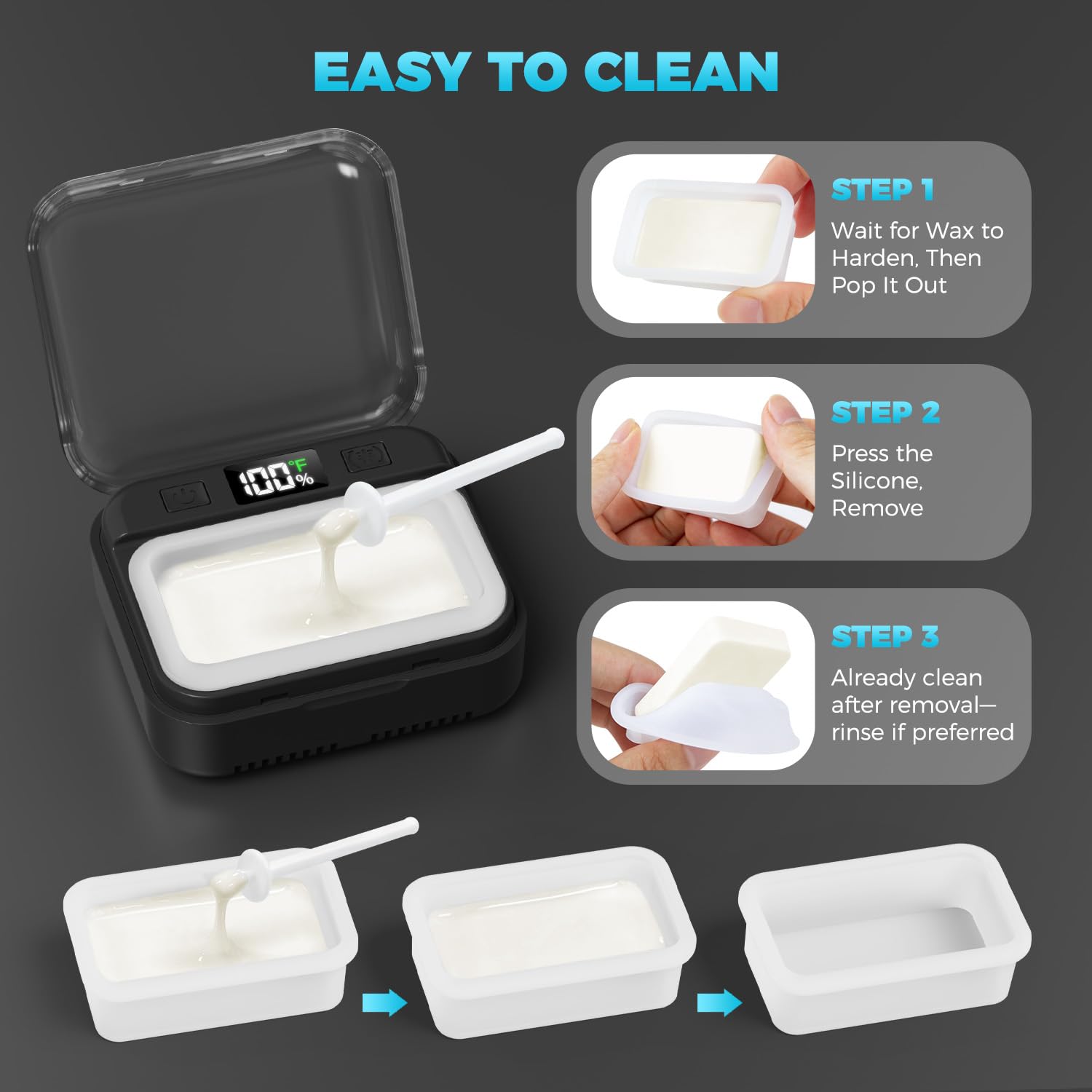 FullWoyi mini wax warmer melts quickly for a fast grooming session.