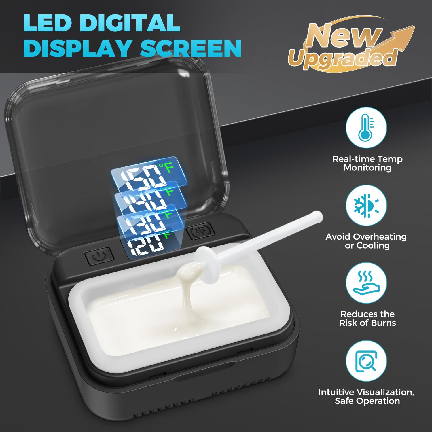 FullWoyi wax warmer adjustable temp 120-150F for personalized comfort.
