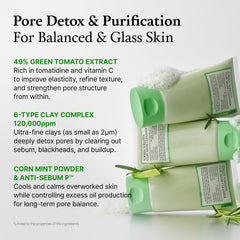 FULLY Green Tomato Clay Mask Cleanser swirl on skin suggests pore purification and refreshment.