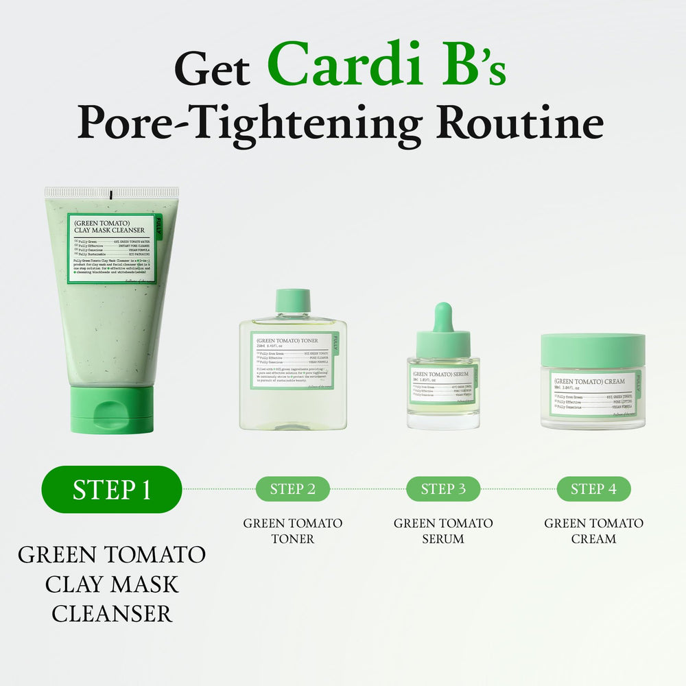 FULLY Green Tomato Clay Mask Cleanser fragrance-free design reduces irritation risk.