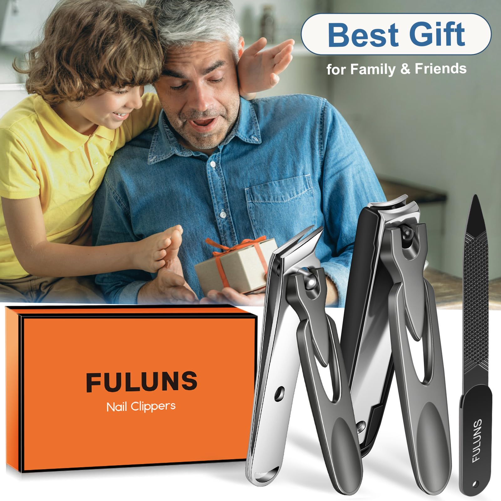 FULUNS gift-boxed nail clippers ideal for holidays and occasions.