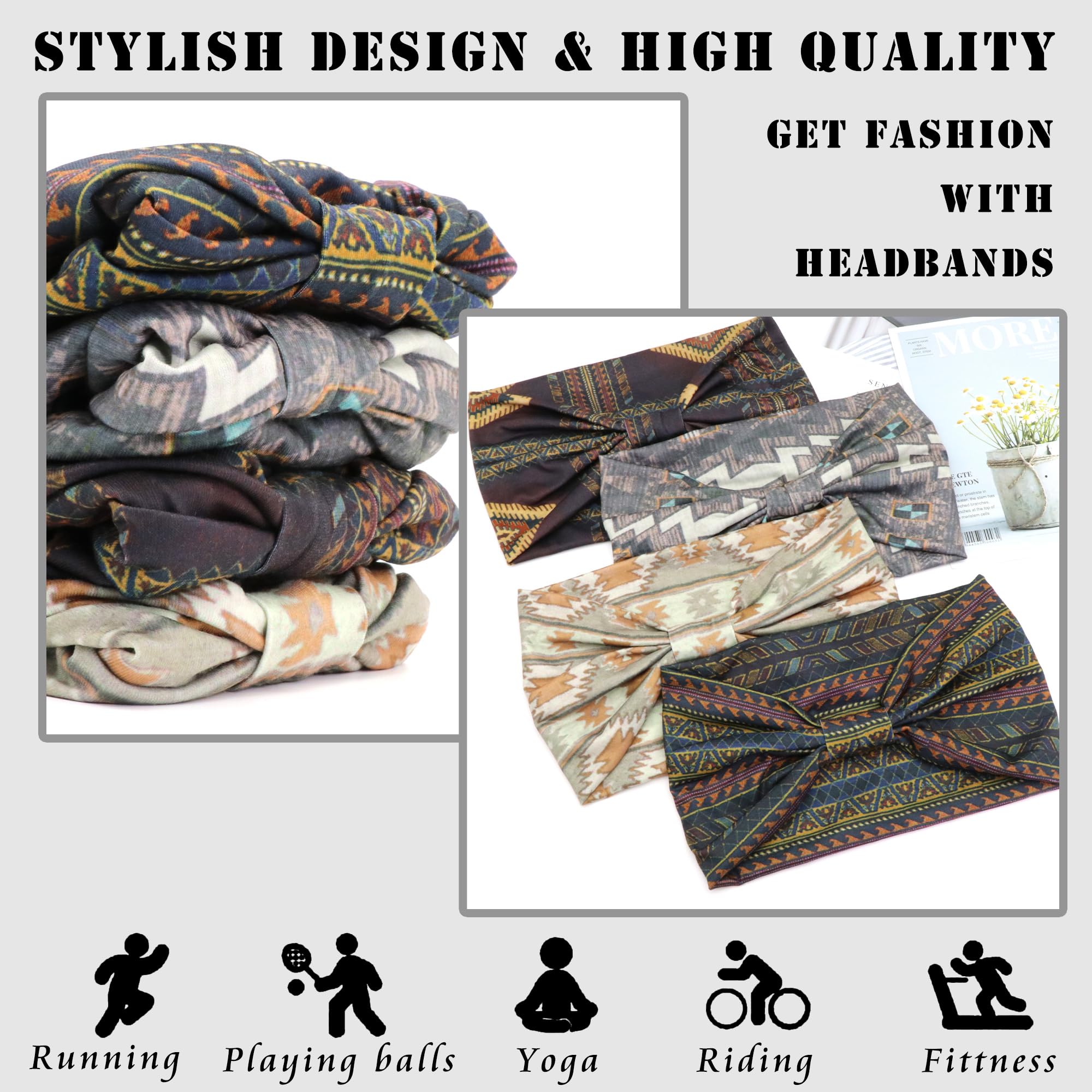 FULZTEY grey knotted headband pairs with outfits, keeps hair in place