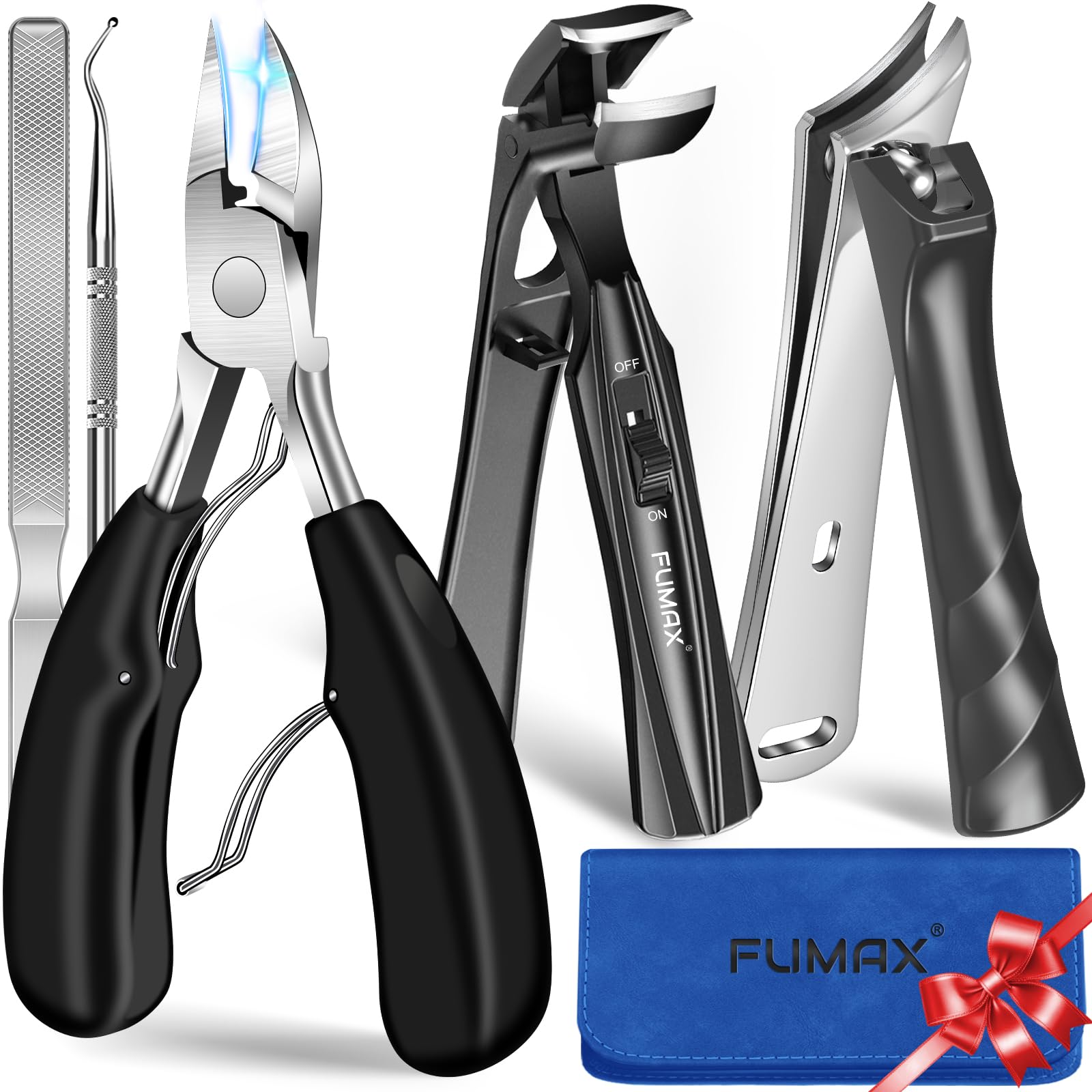 FUMAX toenail clippers large opening view showing wide mouth for thick nails