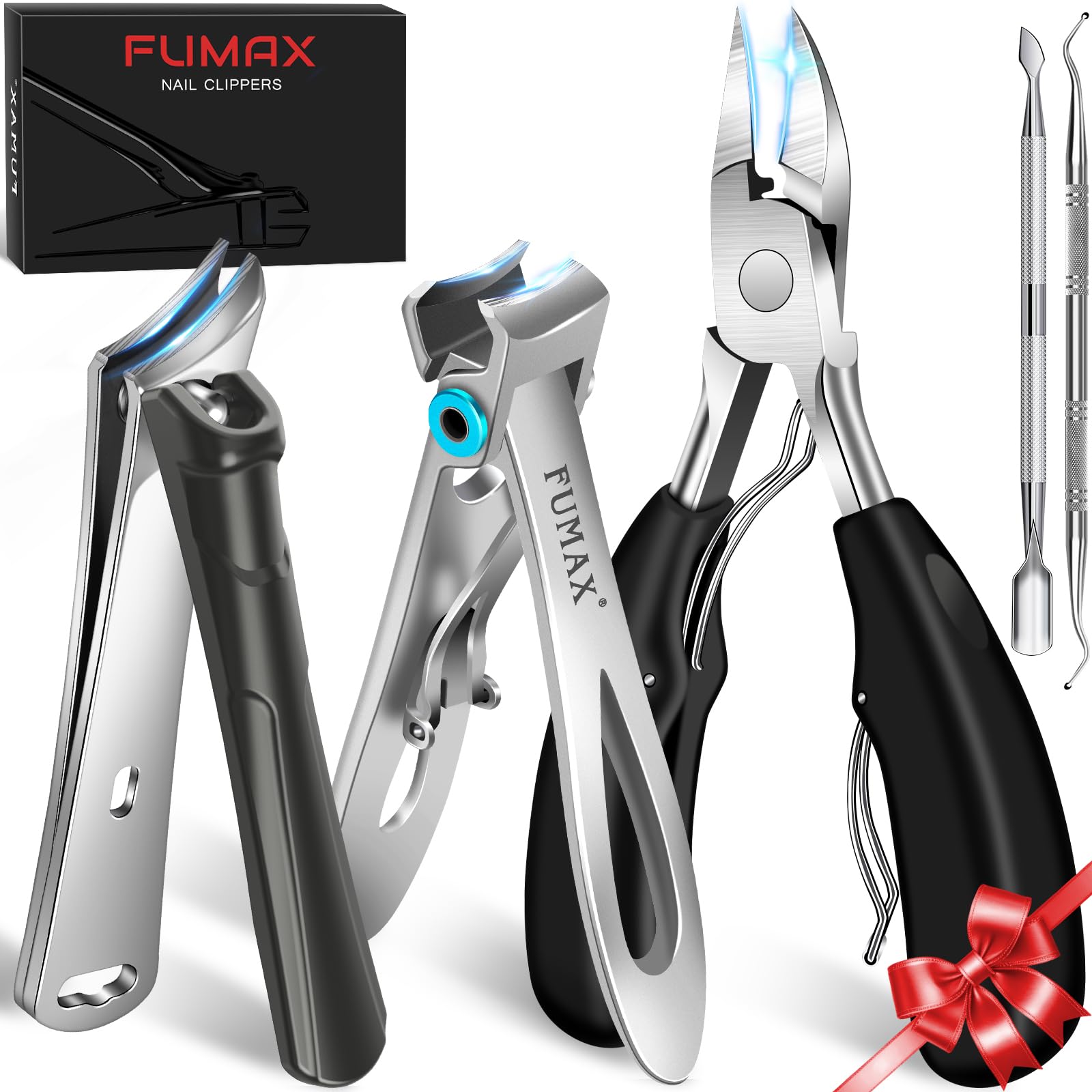 FUMAX toenail clippers wide opening for thick nails, easier trimming.