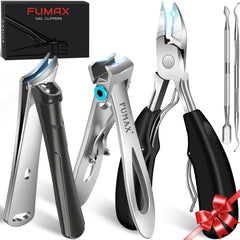FUMAX toenail clippers wide opening for thick nails, easier trimming.