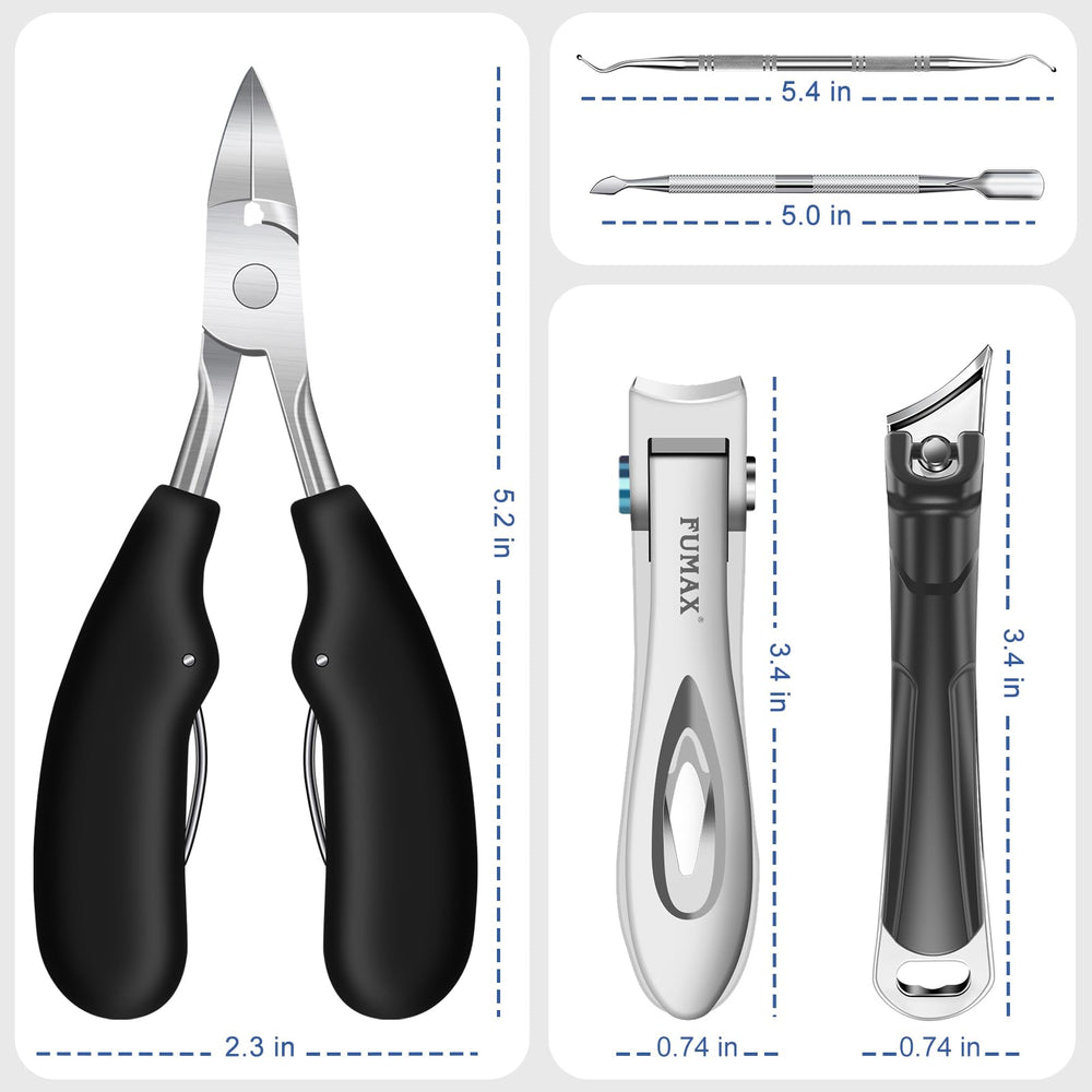 FUMAX wide-mouth clippers handle thick nails with less effort.