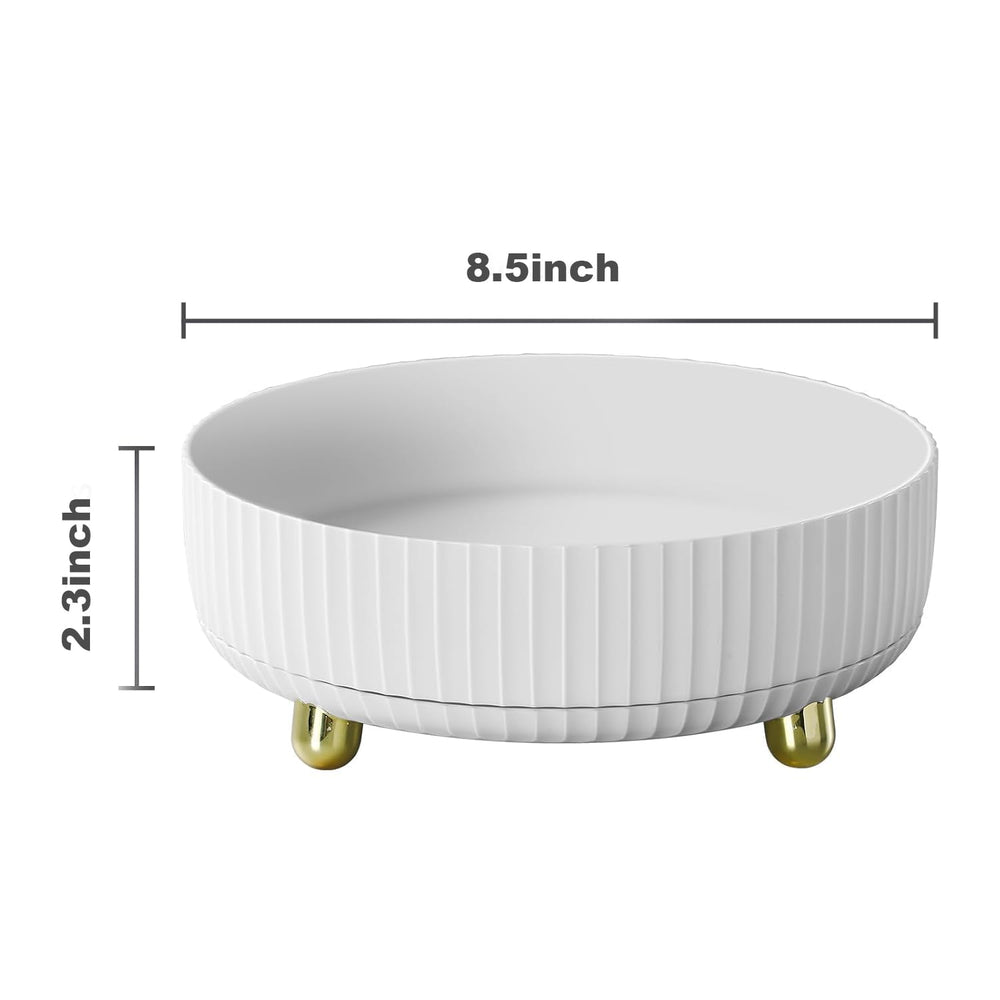 Funest vanity display stand with rotation helps maximize counter space.