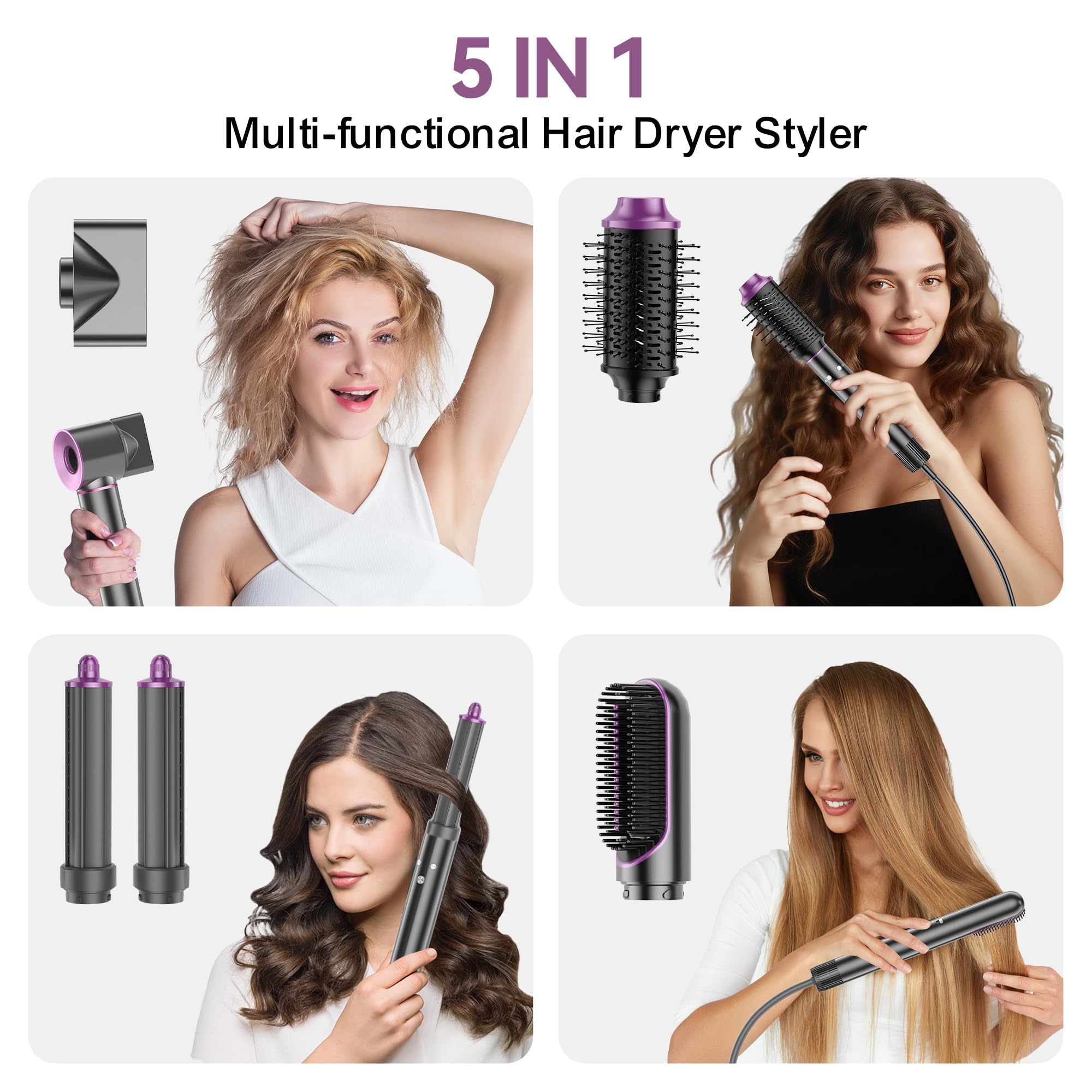 Funflow auto curl barrel left shows effortless curl with Coanda airflow.