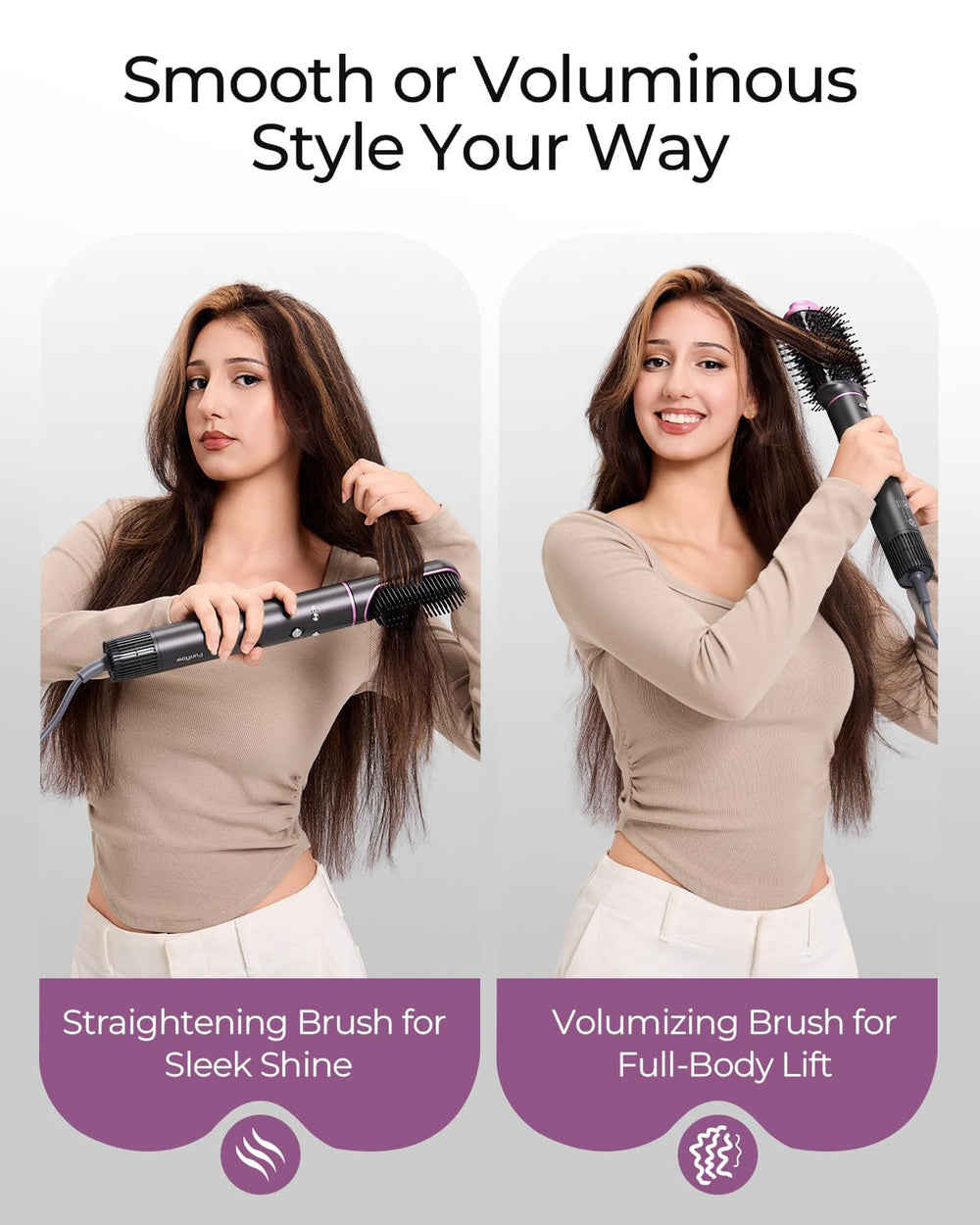 Funflow straightening comb for smooth, frizz-control styling results.