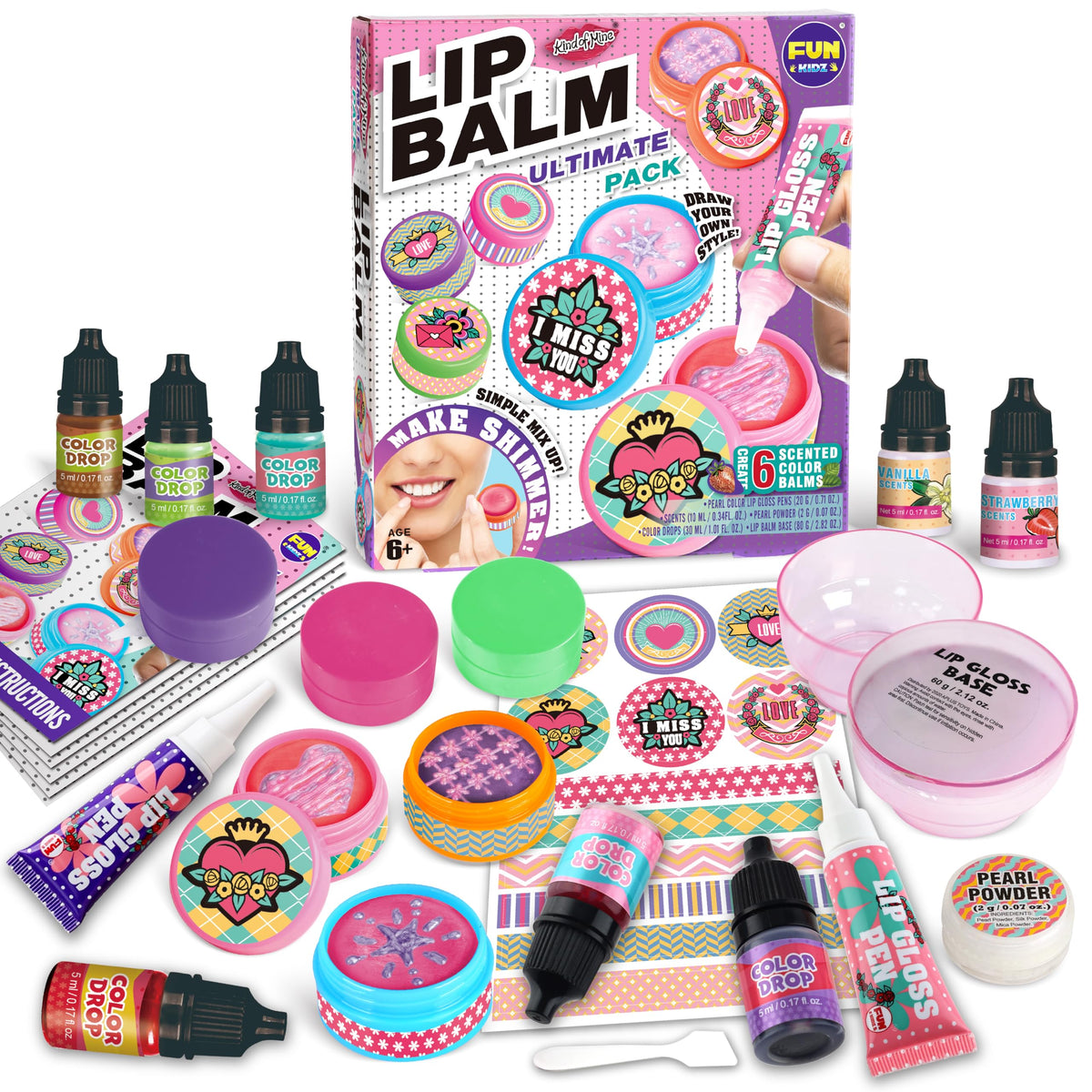 FUN KIDZ all natural lip balm kit packaging shows kid-friendly design for gifting