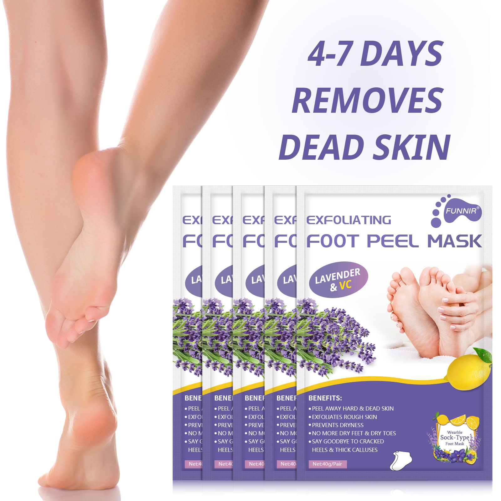 FUNNIR Foot Peeling Mask natural extracts nourish and hydrate skin.