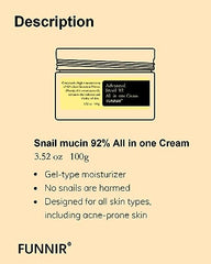 FUNNIR Snail Mucin Moisturizer gel texture provides quick absorption and non-sticky feel.