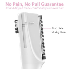 Funstant Upgraded Eyebrow Trimmer blades detail emphasizes gentle rounded-tip trimming