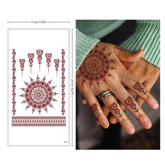 FUNTATTOO brown henna tattoo application process demonstrates easy wet transfer method