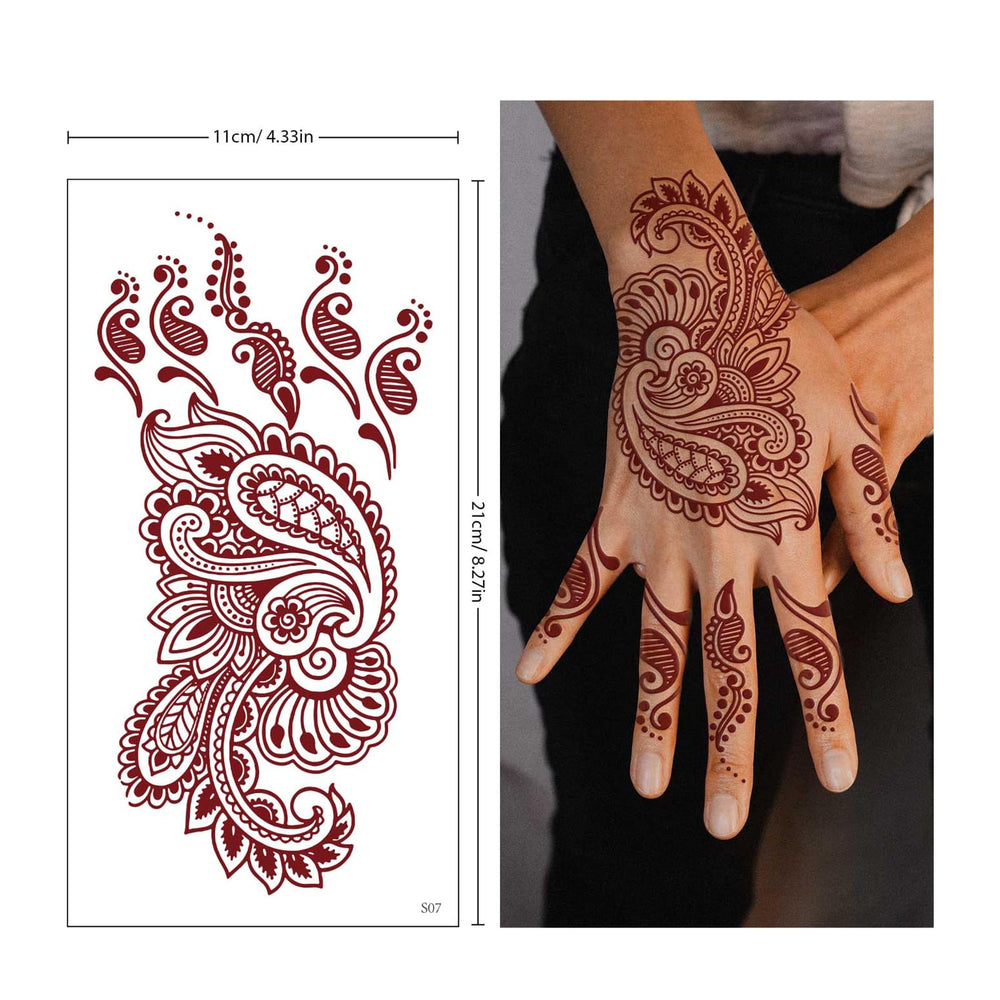 FUNTATTOO brown henna tattoo on face and arms illustrates simple transfer and wear
