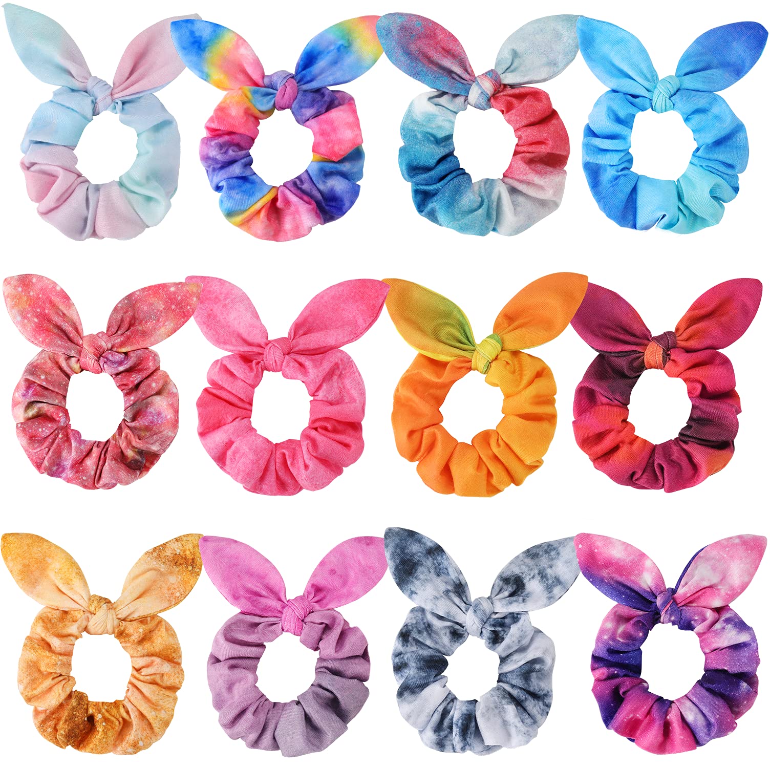 Funtopia bow scrunchies 12-pcs set in gradient colors provide versatile hold for everyday looks.