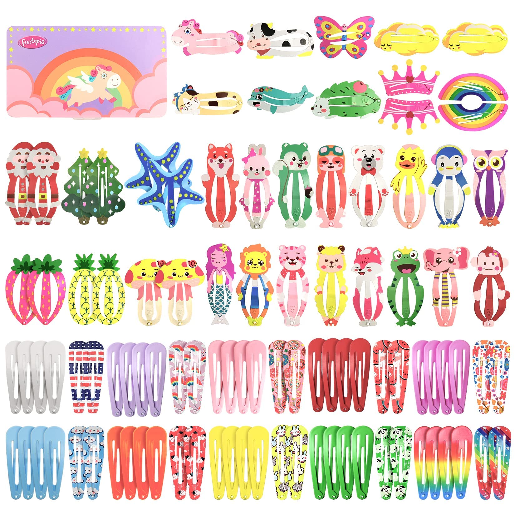 Funtopia hair clip set with 100 pieces for versatile styling on kids and adults.
