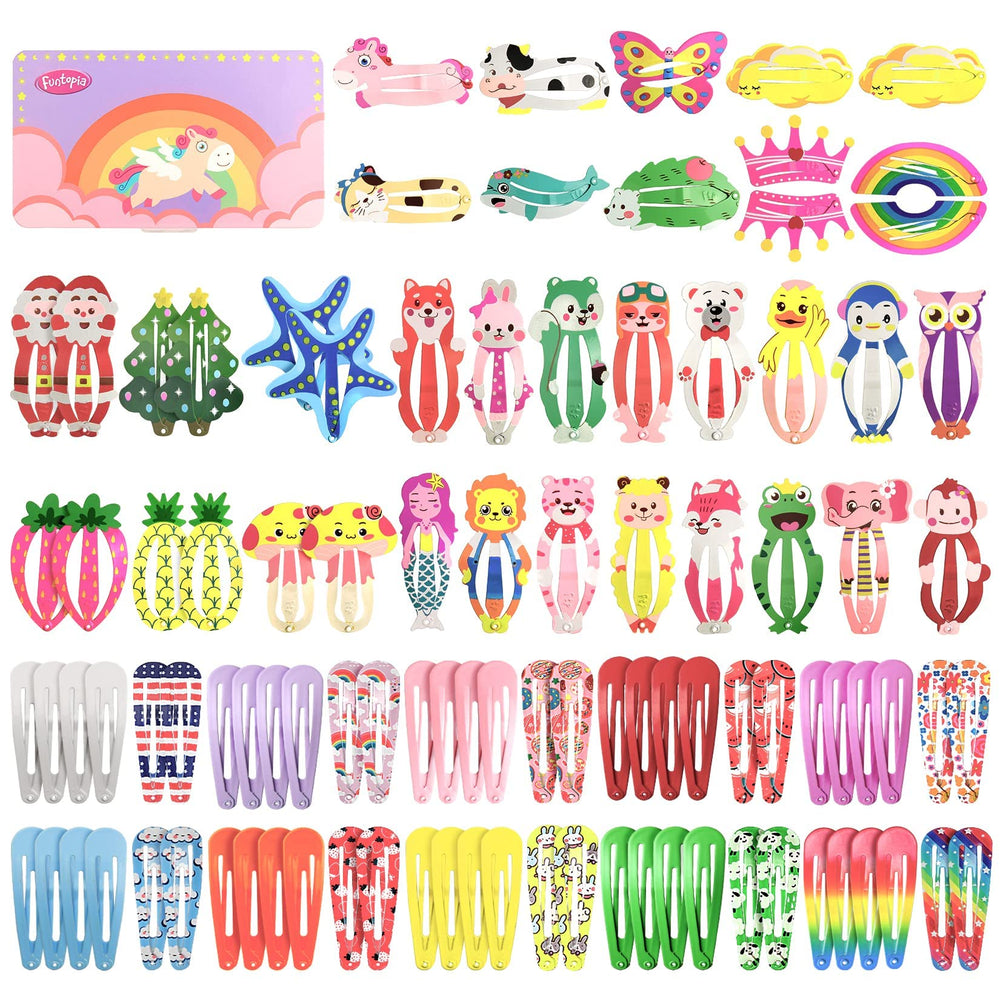 Funtopia hair clip set with 100 pieces for versatile styling on kids and adults.