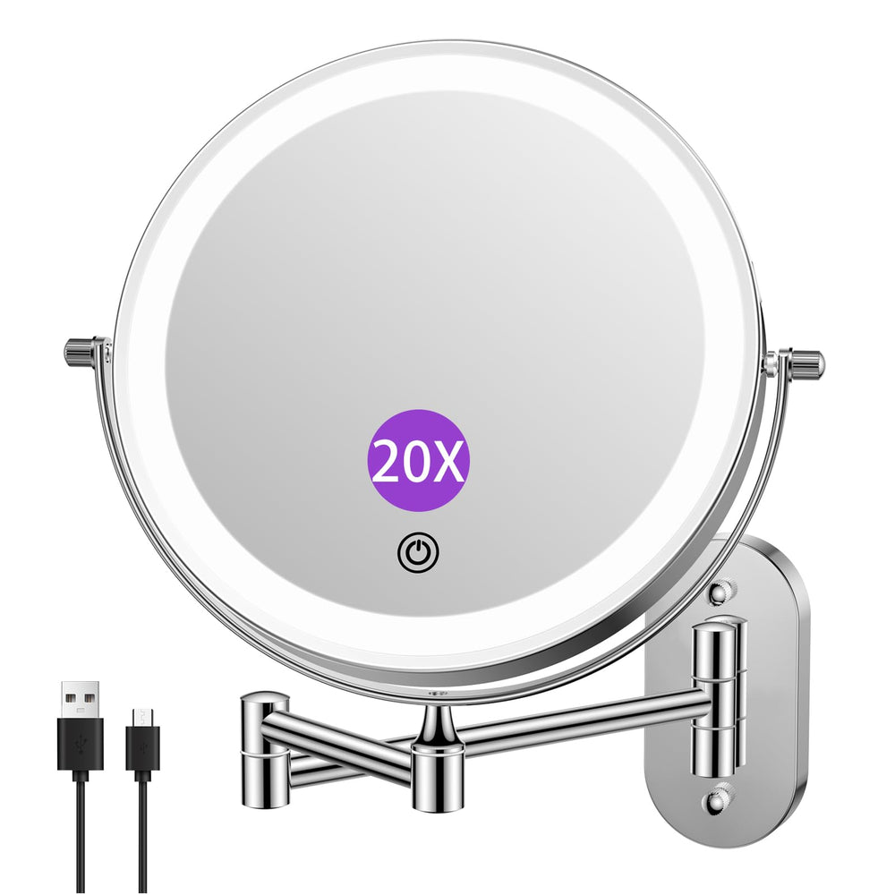 FUNTOUCH 2500mAh rechargeable lighted makeup mirror front view, convenient for quick makeup touch-ups.